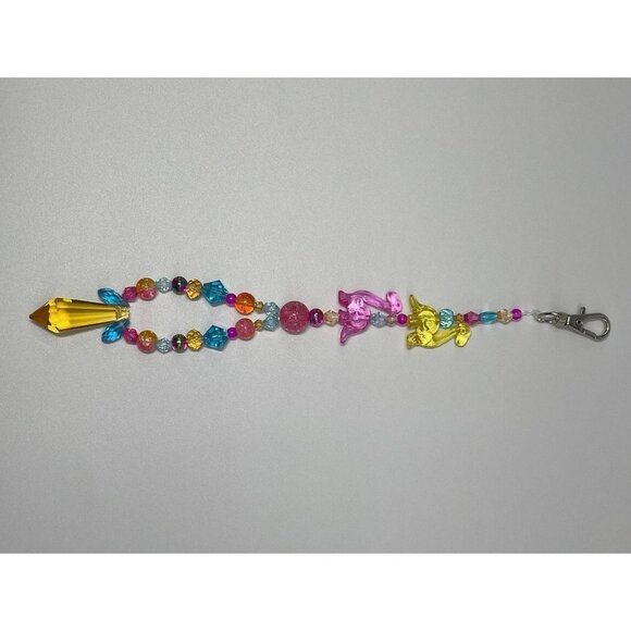Beaded Purse Charm Suncatcher Dinosaur Yellow Crystal Prism Handbag Ornament - Picture 4 of 10